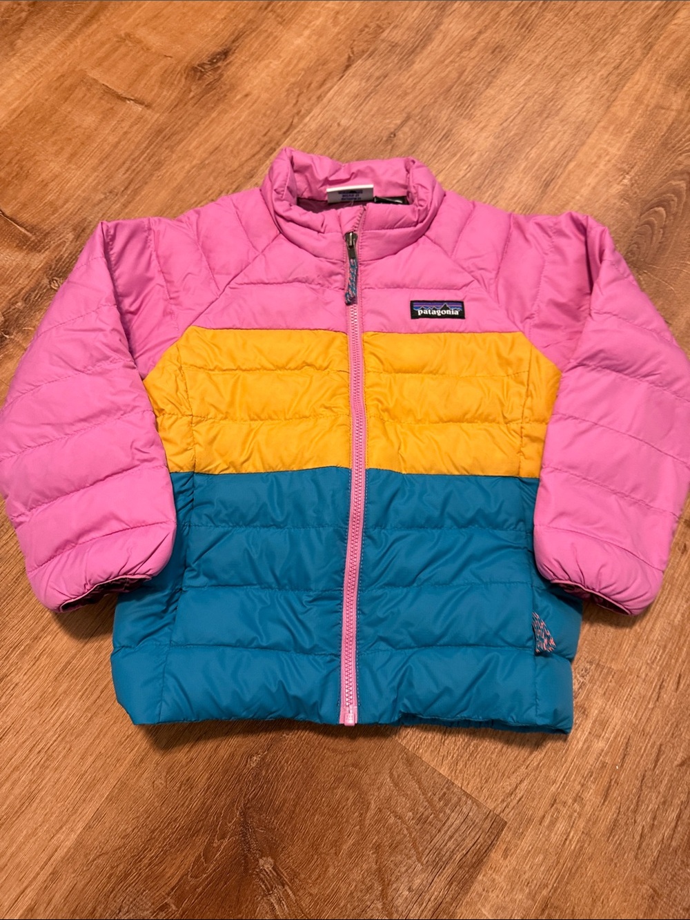Patagonia Pink, Yellow & Teal Kids Colorblock Jacket
